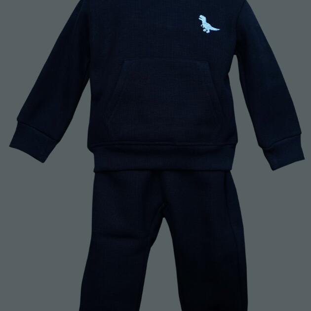 Dark Blue Kids’ Dinosaur Sweatshirt & Pants Set