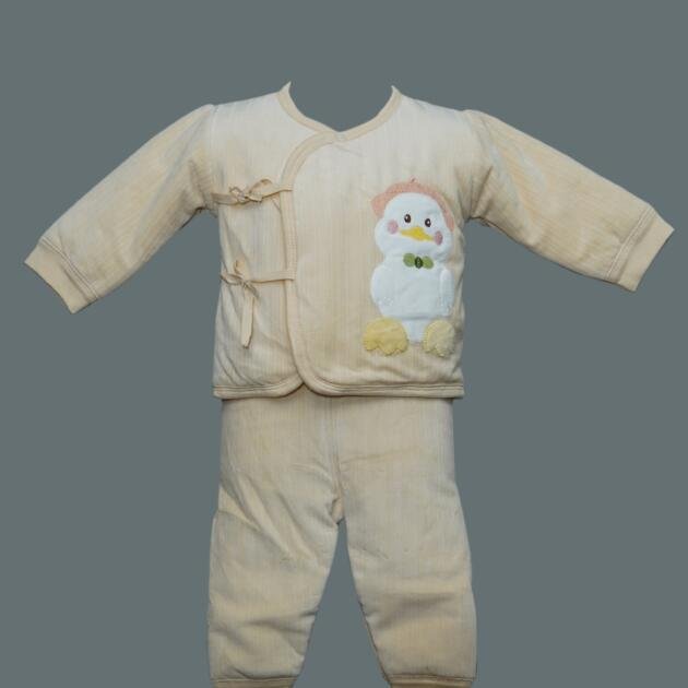Cream Duckling Wrap‑Front Cozy Baby Set