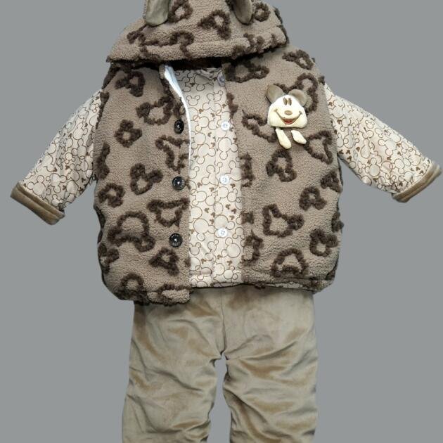 Baby Boy’s Light Grey & Brown Teddy Bear Outfit