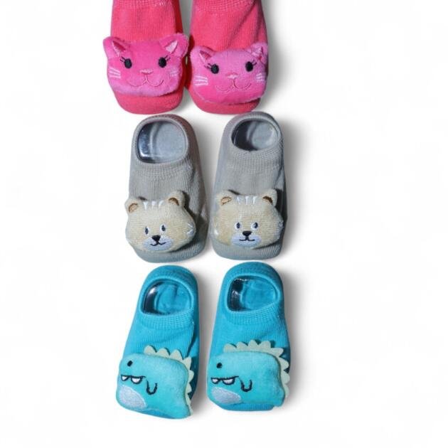 Anti‑Skid Baby Booties — Assorted Colors #5 (Pack of 3)
