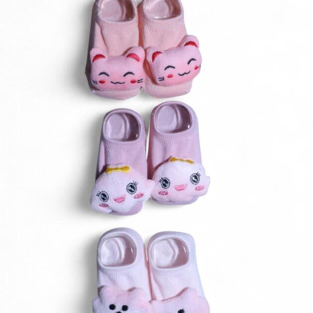 Anti‑Skid Baby Booties — Assorted Colors #6 (Pack of 3)