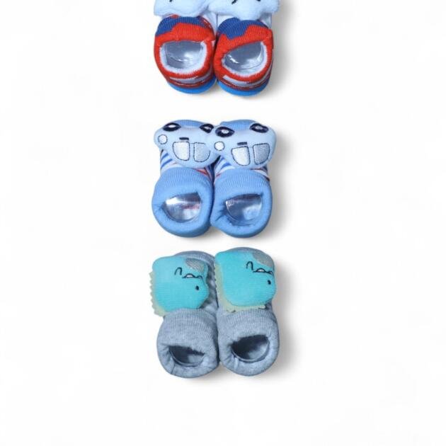 Anti‑Skid Baby Booties — Assorted Colors #9 Pack of 3