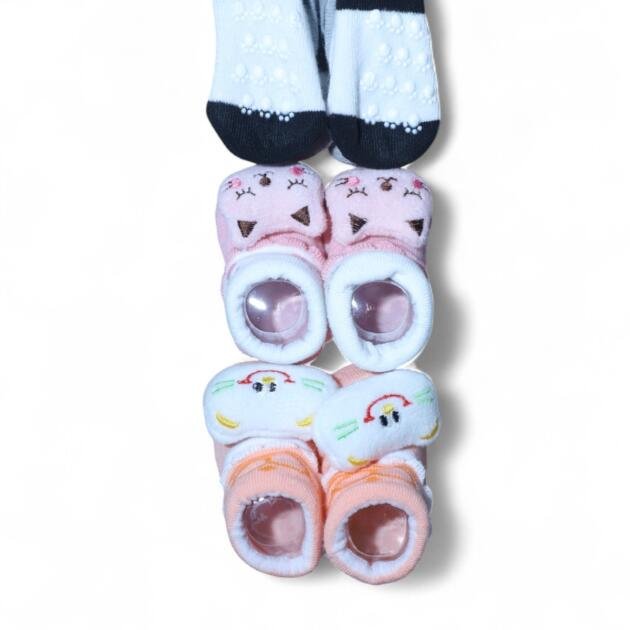 Anti‑Skid Baby Booties — Assorted Colors #13 Pack of 3
