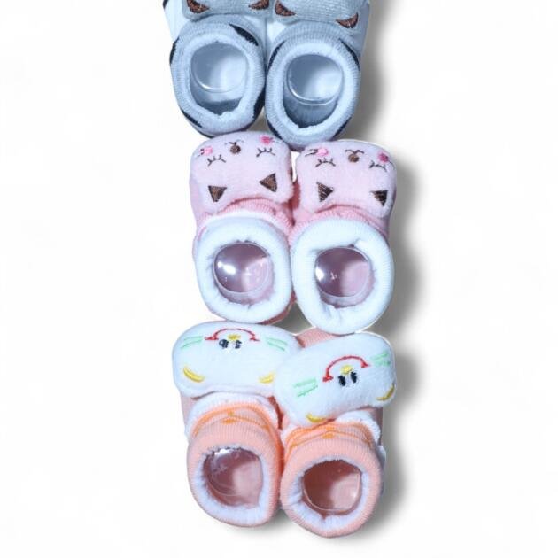 Anti‑Skid Baby Booties — Assorted Colors #15 Pack of 3