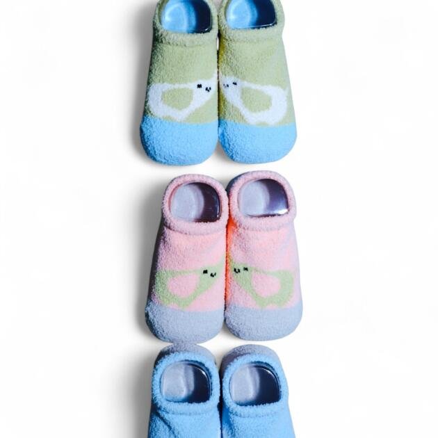 Anti‑Skid Baby Booties — Assorted Colors #1 (Pack of 3)