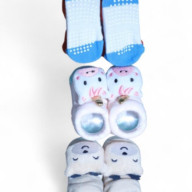 Anti‑Skid Baby Booties — Assorted Colors #18 Pack of 3