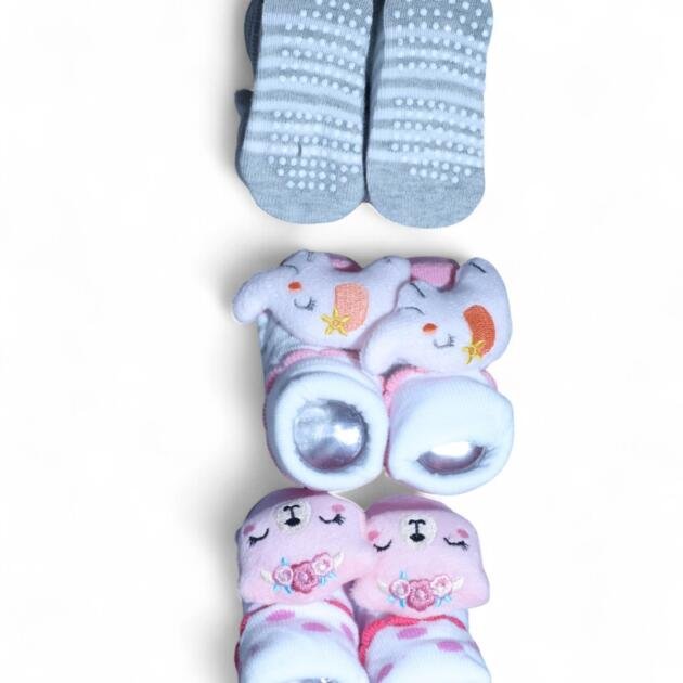 Anti‑Skid Baby Booties — Assorted Colors #19 Pack of 3
