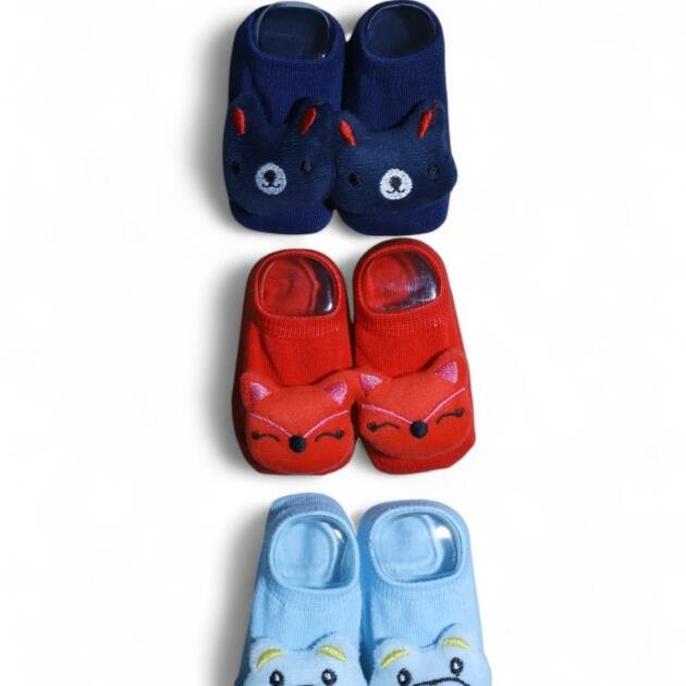 Anti‑Skid Baby Booties — Assorted Colors #4 (Pack of 3)